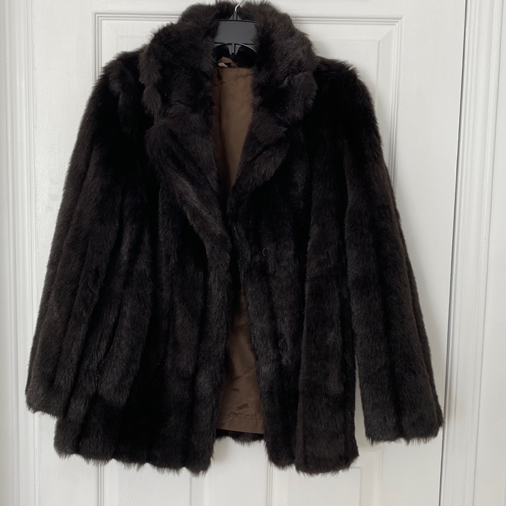 Faux fur jacket, brown. worn once